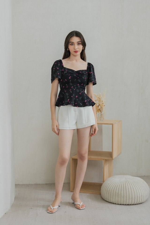 Freesia Ribbon Printed Sweetheart Top