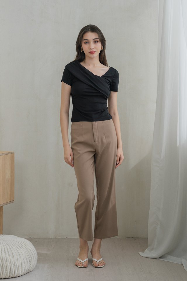 Laurent One Shoulder Cotton Top In Black
