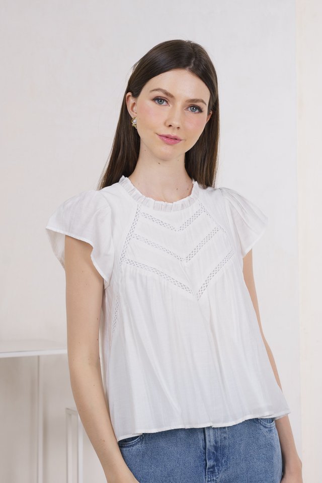 Cova Textured Crochet Top In White