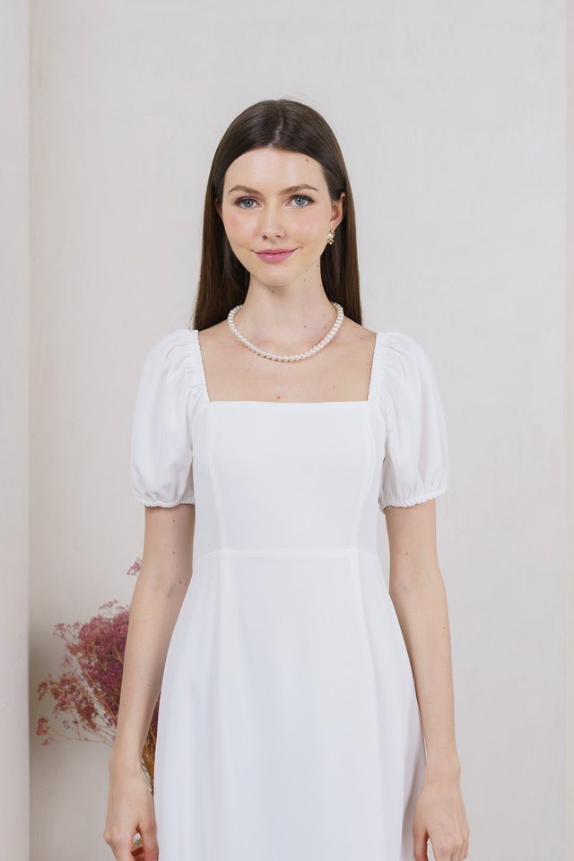Melody Tiered Midi Dress In White