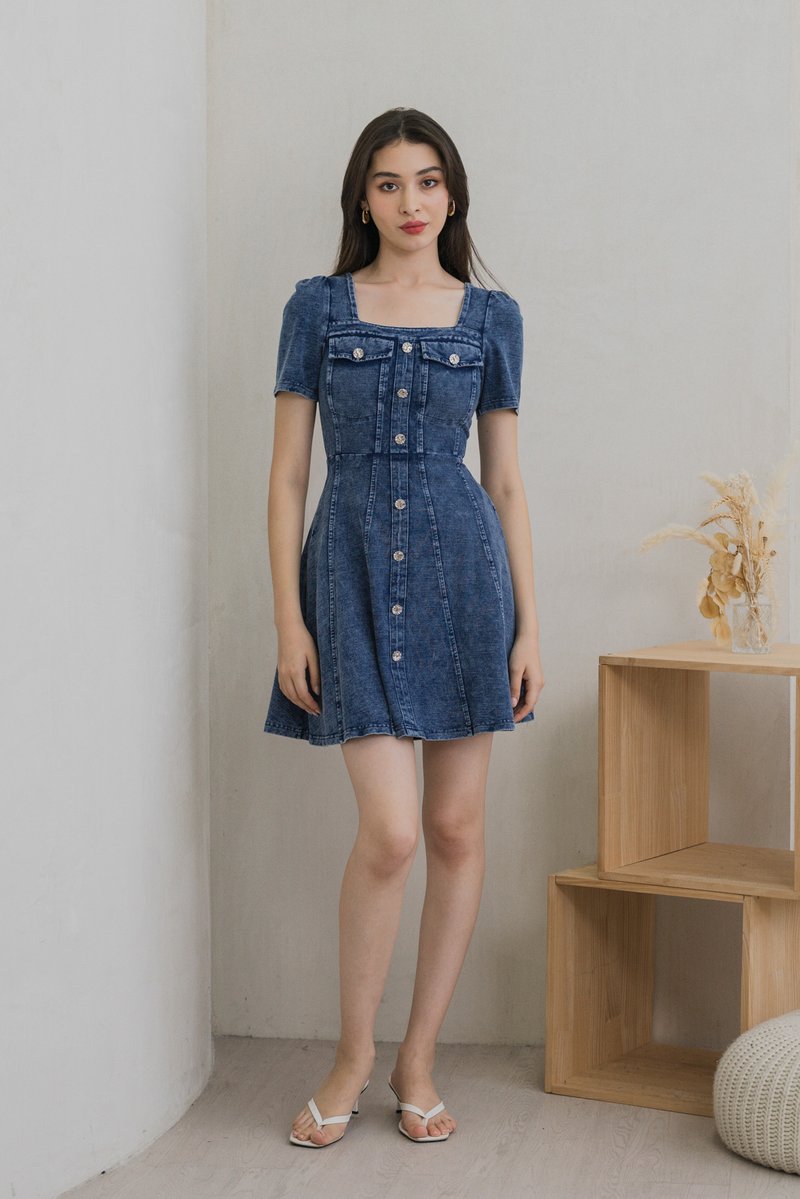 Beatrix Denim Panelled Dress (XS)