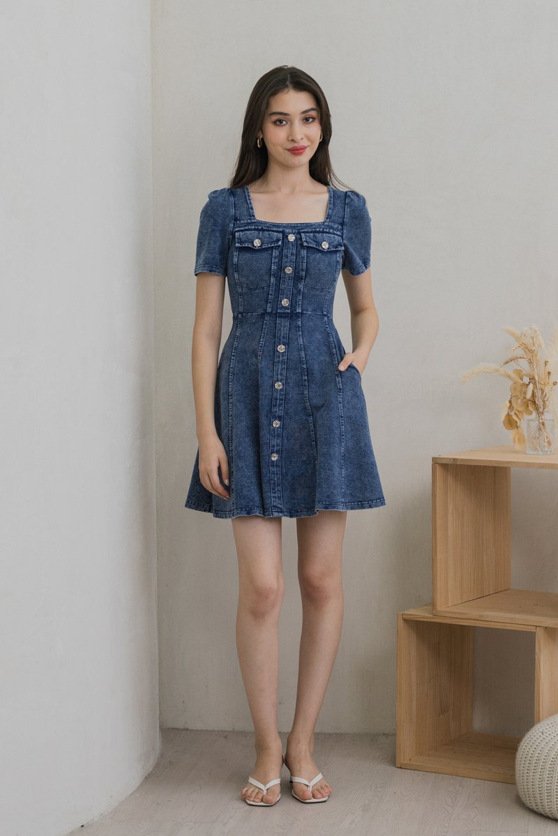 Beatrix Denim Panelled Dress (XS)