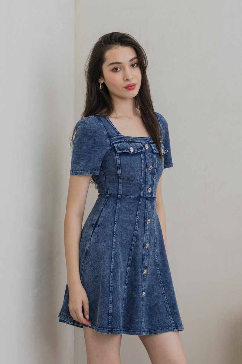 Beatrix Denim Panelled Dress (XS)