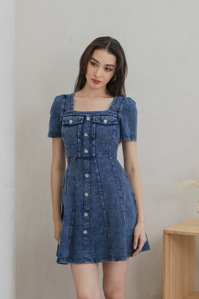 Beatrix Denim Panelled Dress (XS)