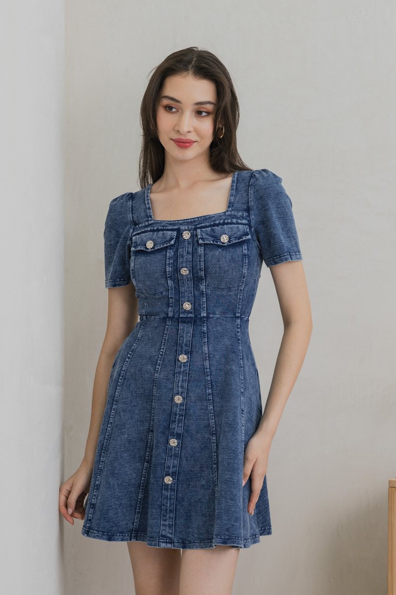 Beatrix Denim Panelled Dress (XS)