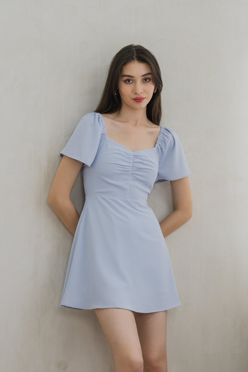 Rosabel Sweetheart Dress Romper In Powder Blue (XS)