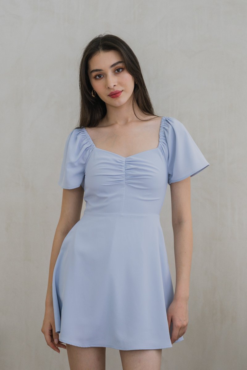 Rosabel Sweetheart Dress Romper In Powder Blue (XS)