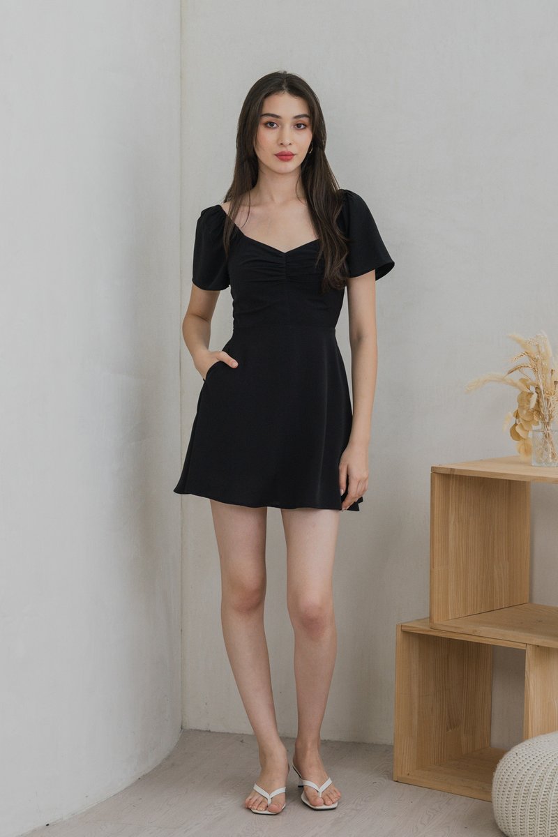 Rosabel Sweetheart Dress Romper In Black (XS)