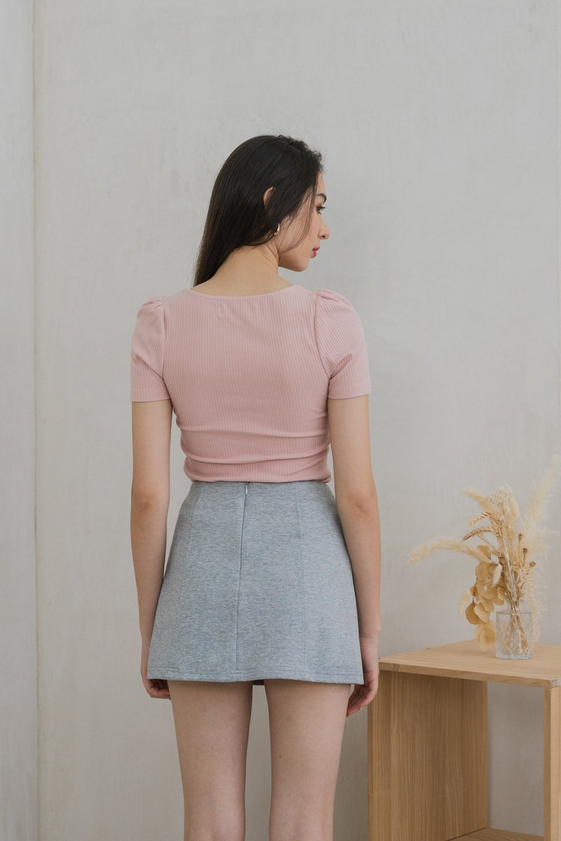 Robin Ribbed Sweetheart Top In Pink