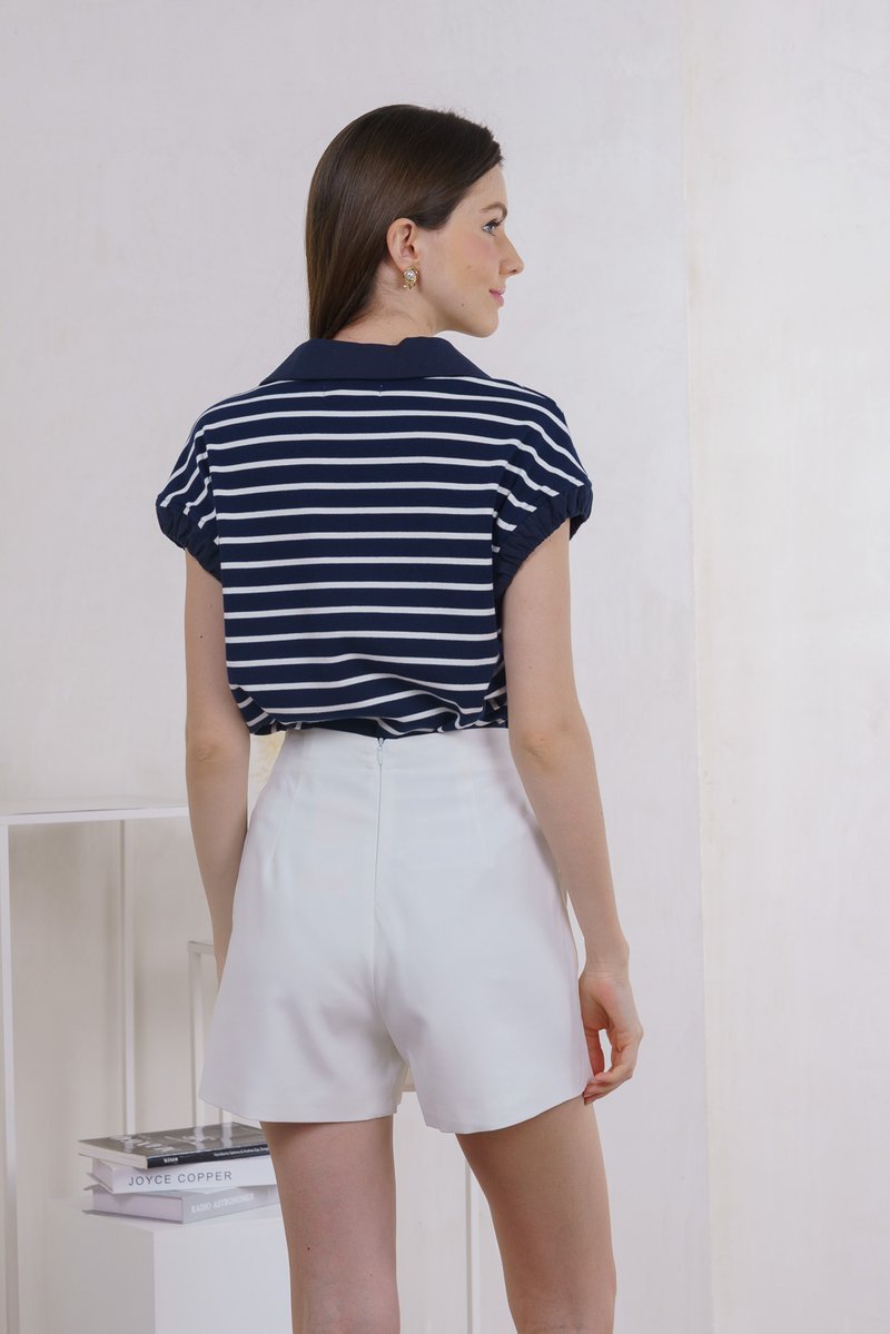 Fable Striped Floral Button Shirt In Navy