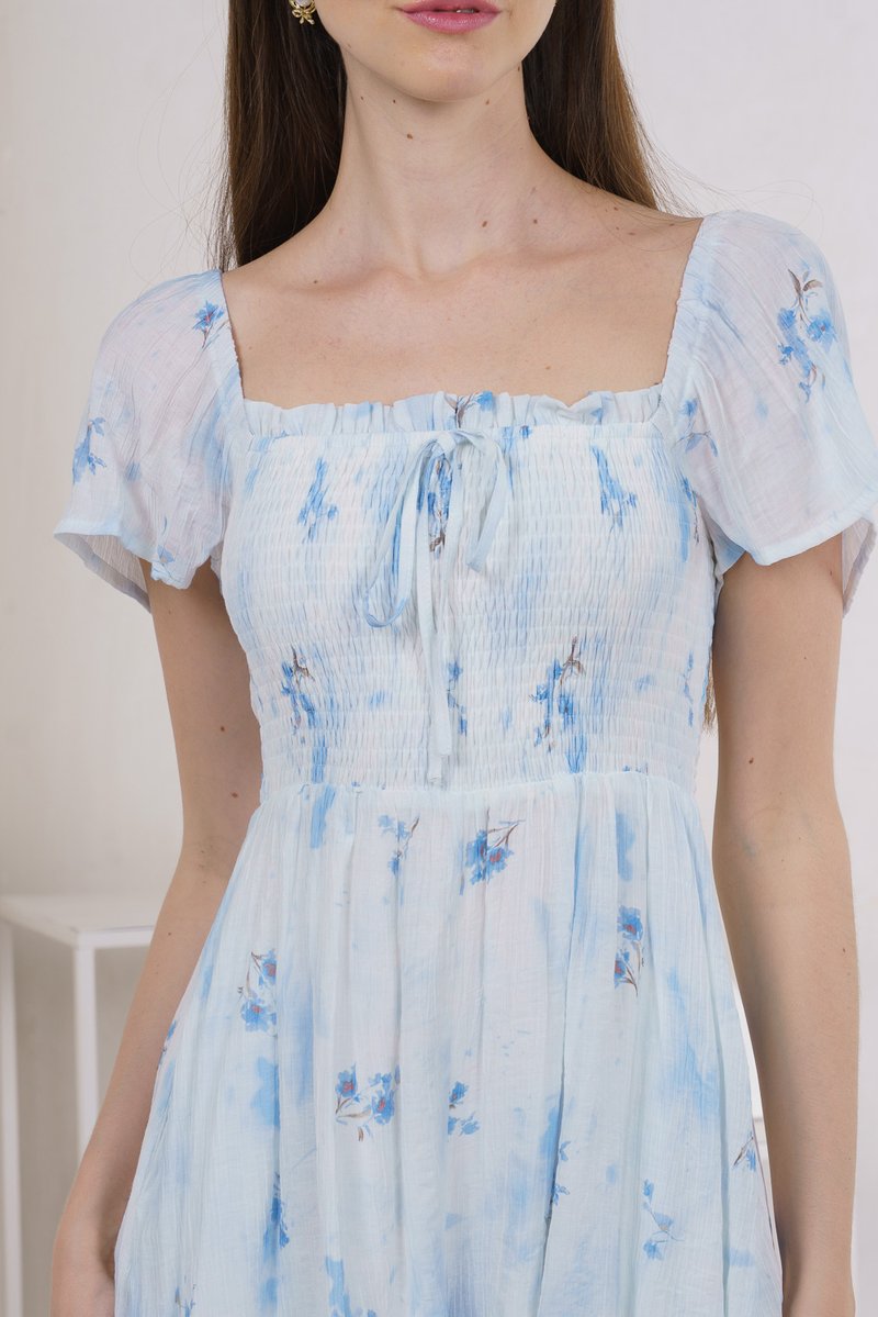Stellar Printed Ribbon Smocked Romper (XS)