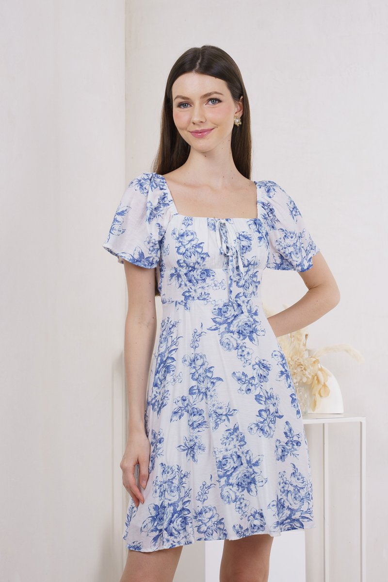 Malsha Floral Ruched Ribbon Dress (XS)