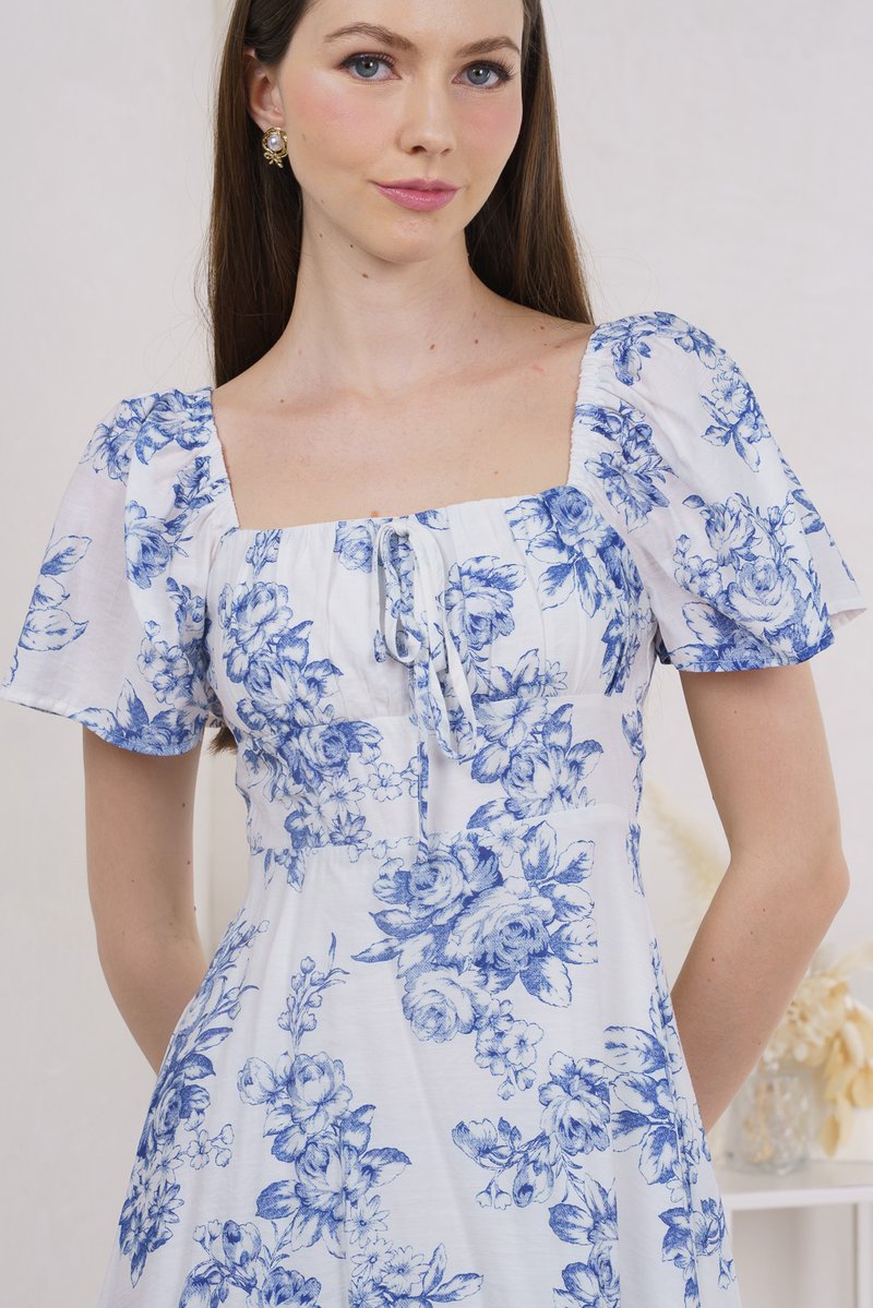 Malsha Floral Ruched Ribbon Dress (XS)