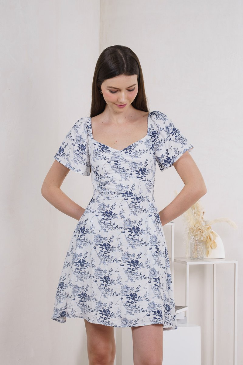 Roslin Floral Sweetheart Dress In Navy (XS)