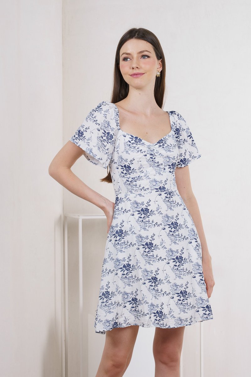 Roslin Floral Sweetheart Dress In Navy (XS)