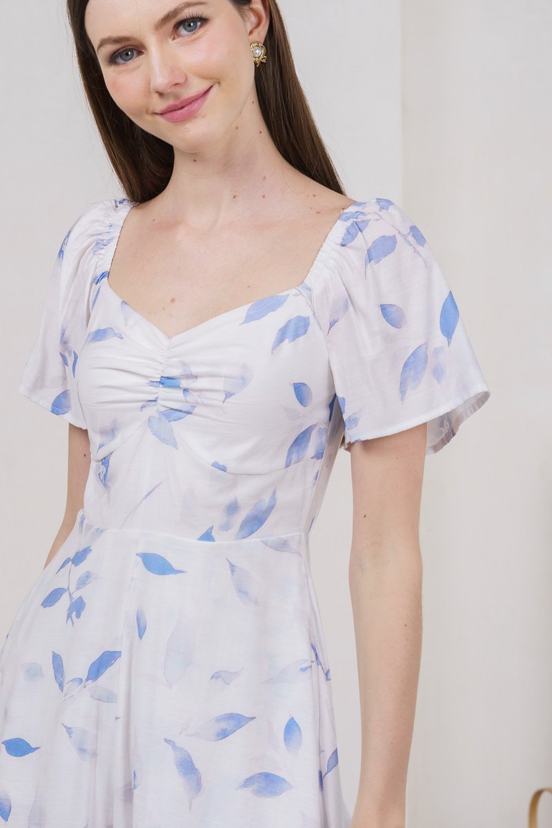 Oasis Printed Sweetheart Romper In Blue