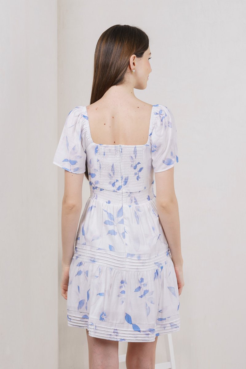 Oasis Smocked Waist Sweetheart Dress In Blue (XS)