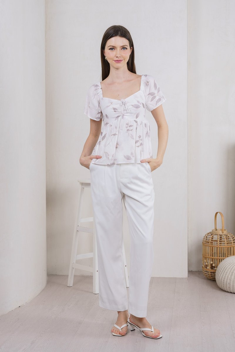 Oasis Printed Ribbon Sweetheart Top In Grey (XS)