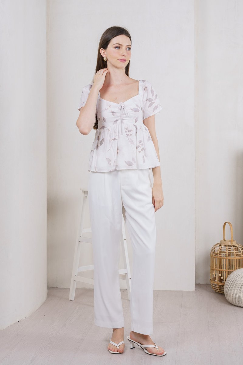 Oasis Printed Ribbon Sweetheart Top In Grey (XS)