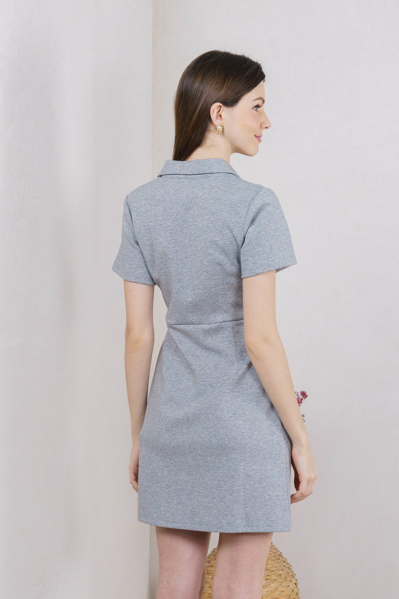 Palmer Front Zipper Collar Dress In Grey (XS)
