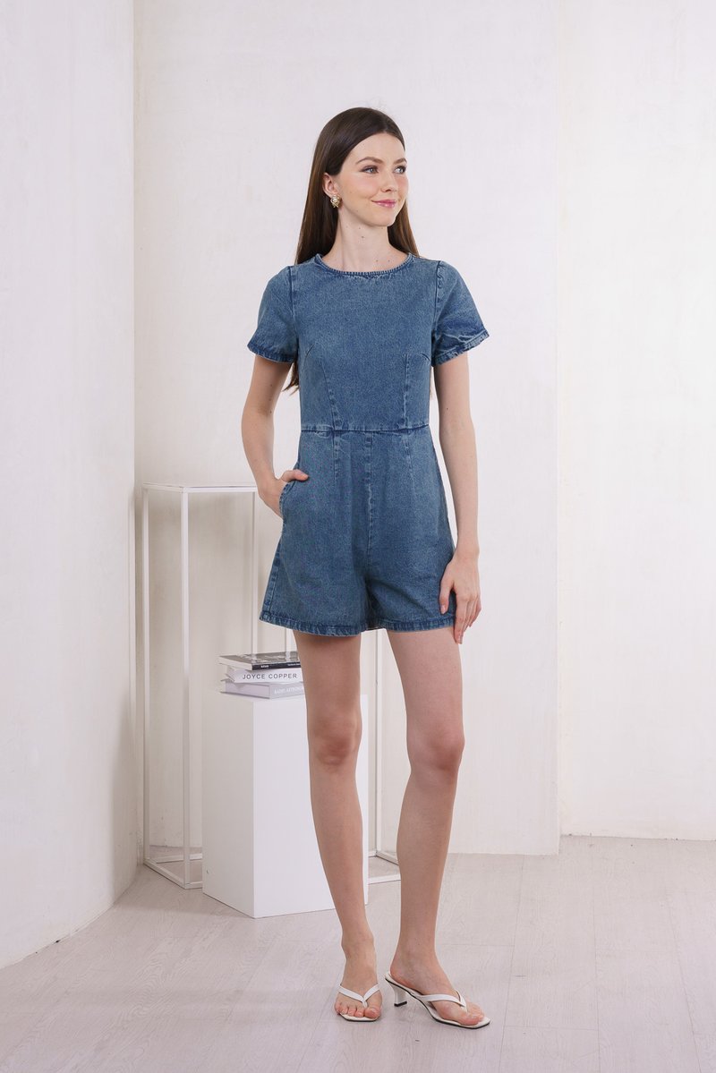 Dimitra Sleeved Denim Romper