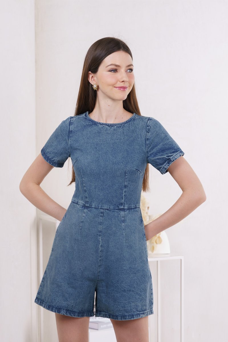 Dimitra Sleeved Denim Romper