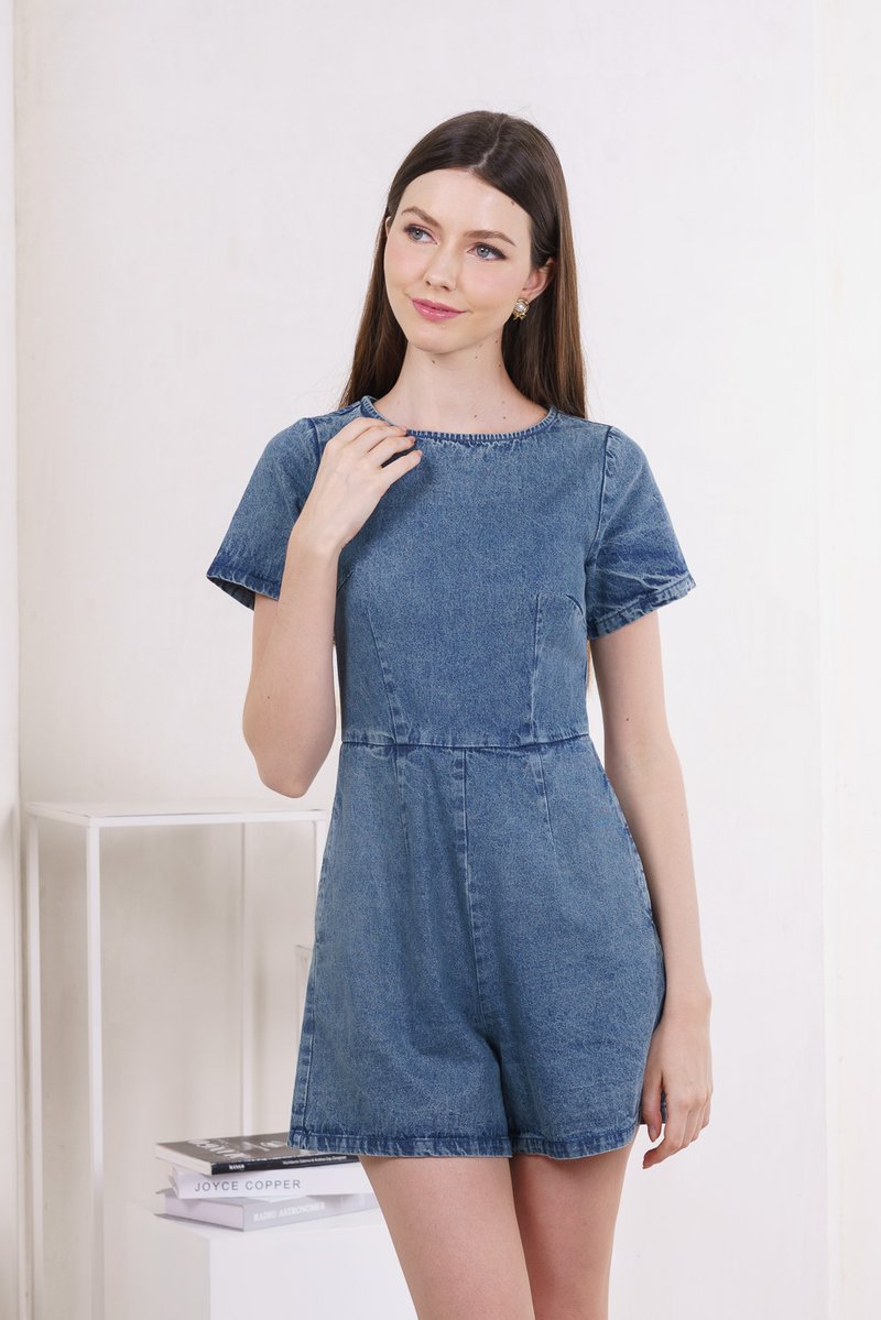 Dimitra Sleeved Denim Romper