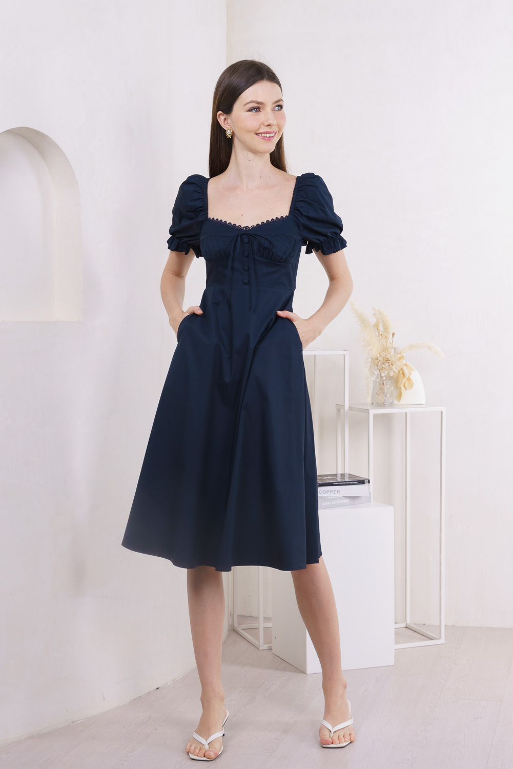 navy crochet midi dress Cleobella Drew Hand Crochet Midi Dress / Navy & Ivory - nineNORTH