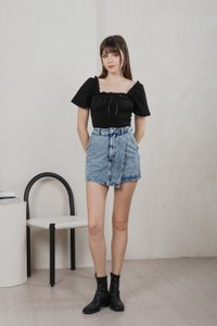Opra Denim Overlap Skort In Acid Wash