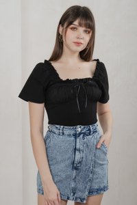 Opra Denim Overlap Skort In Acid Wash