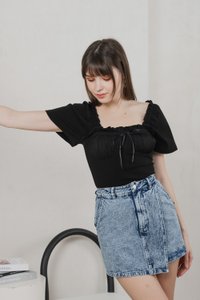 Opra Denim Overlap Skort In Acid Wash