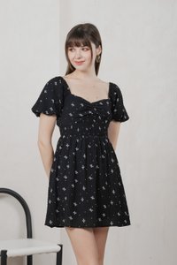Flair Ribbon Sweetheart Dress Romper In Black (XS)