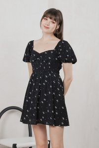 Flair Ribbon Sweetheart Dress Romper In Black (XS)