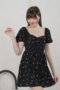 Flair Ribbon Sweetheart Dress Romper In Black (XS)
