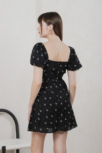 Flair Ribbon Sweetheart Dress Romper In Black (XS)
