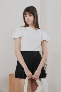Polaris Pintuck Puff Sleeves Top In White