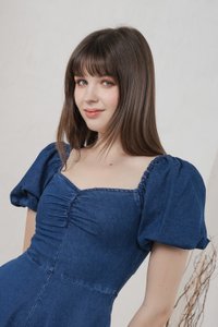 Moon Denim Sweetheart Romper In Dark Wash (XS)