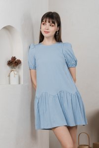 Genie Tencel Dropwaist Dress In Blue (XXL)