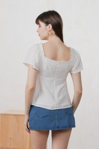Lidith Textured Ribbon Lace Top In White