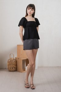 Lidith Textured Ribbon Lace Top In Black