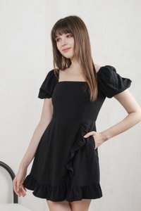 Waverly Ruffles Romper In Black