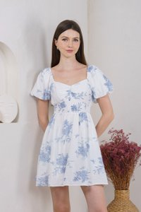 Eternity Smocked Waist Dress Romper In Blue (XS)