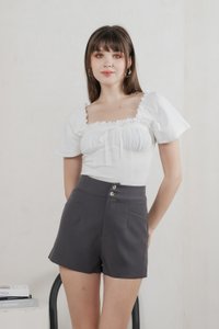 Grove Duo Button High Waist Shorts In Grey