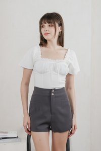 Grove Duo Button High Waist Shorts In Grey