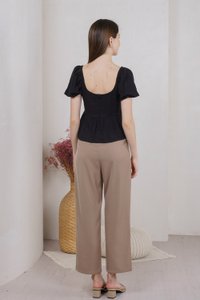 Believe Broidery Button Ribbon Top In Black