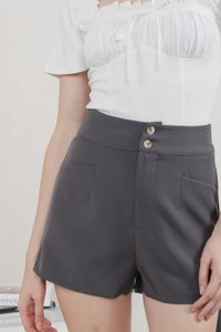 Grove Duo Button High Waist Shorts In Grey