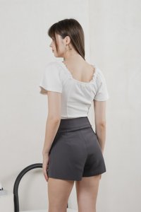 Grove Duo Button High Waist Shorts In Grey