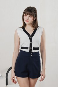 Grove Duo Button High Waist Shorts In Navy