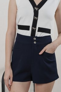 Grove Duo Button High Waist Shorts In Navy