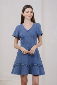Rio Denim Empire Ruffles Dress (XS)